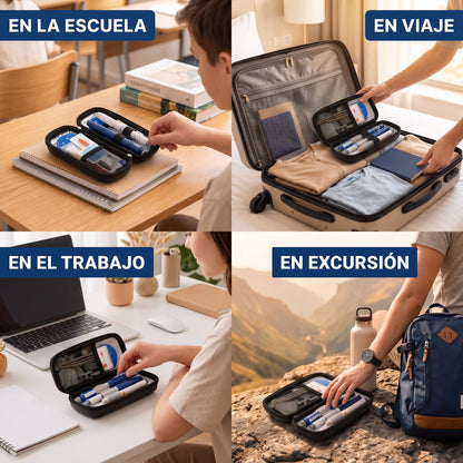 Usos del estuche Isovio en la escuela, en viaje, en el trabajo y en excursion